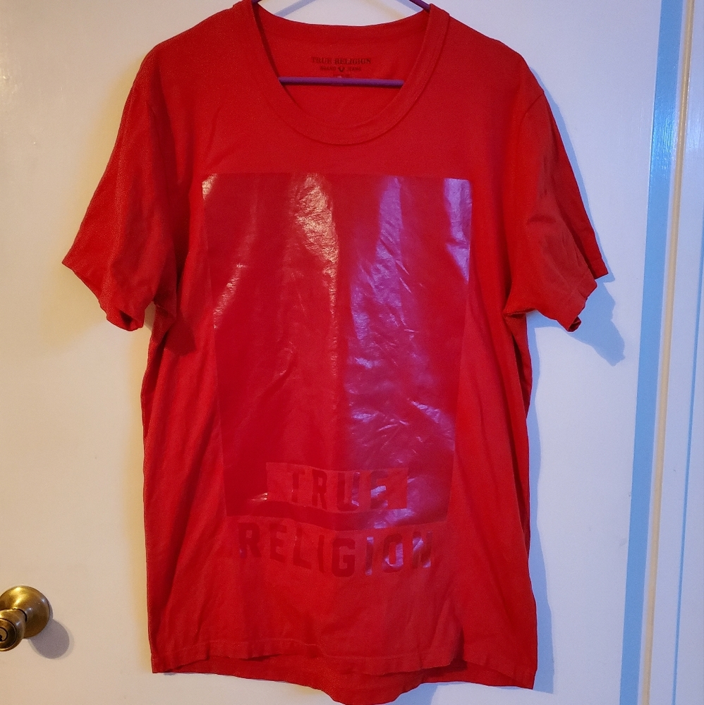 True Religion Men's T-Shirt Red Sz XL EUC